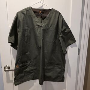 Carhartt Men's Scrub Top Shirt Multi Pocket Size 3XL Olive Green Ripstop Unisex